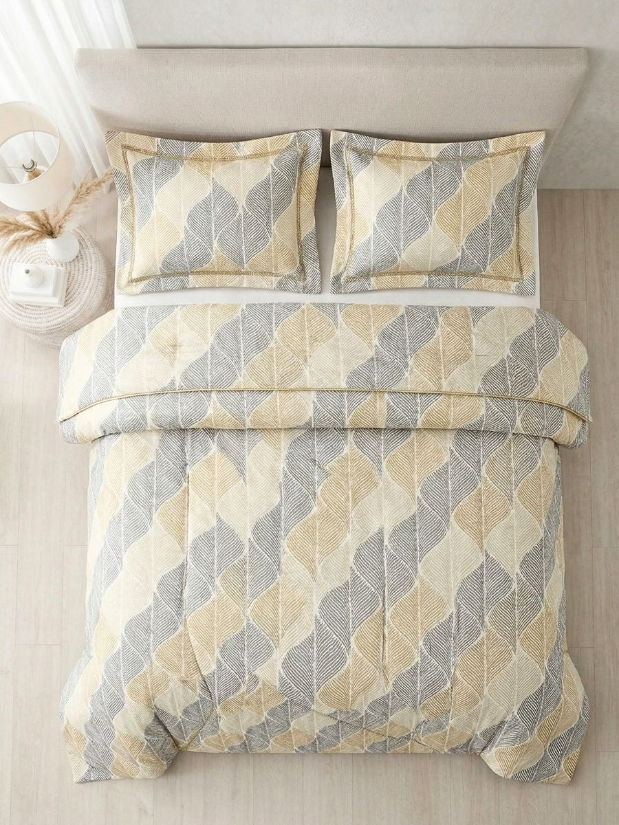 Blended Cotton Double Size Bedsheet with 2 Pillow Covers - Etched Wave