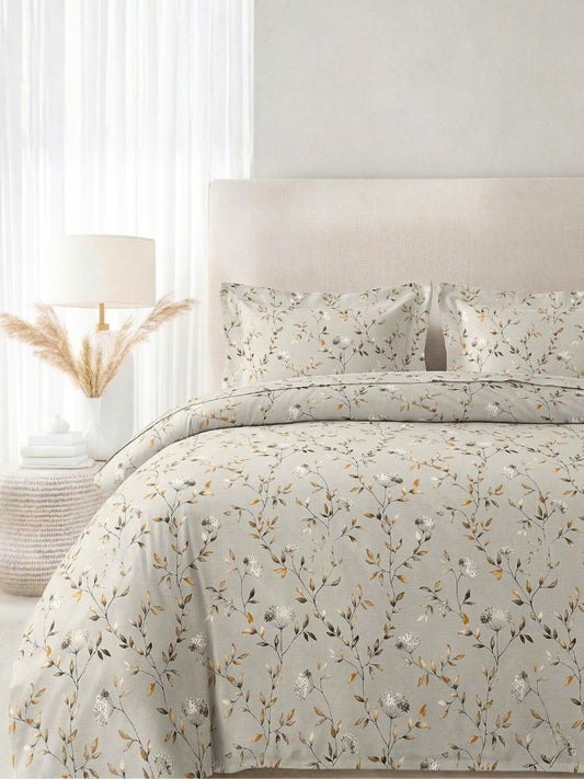 Blended Cotton Double Size Bedsheet with 2 Pillow Covers - Wildflower Veil