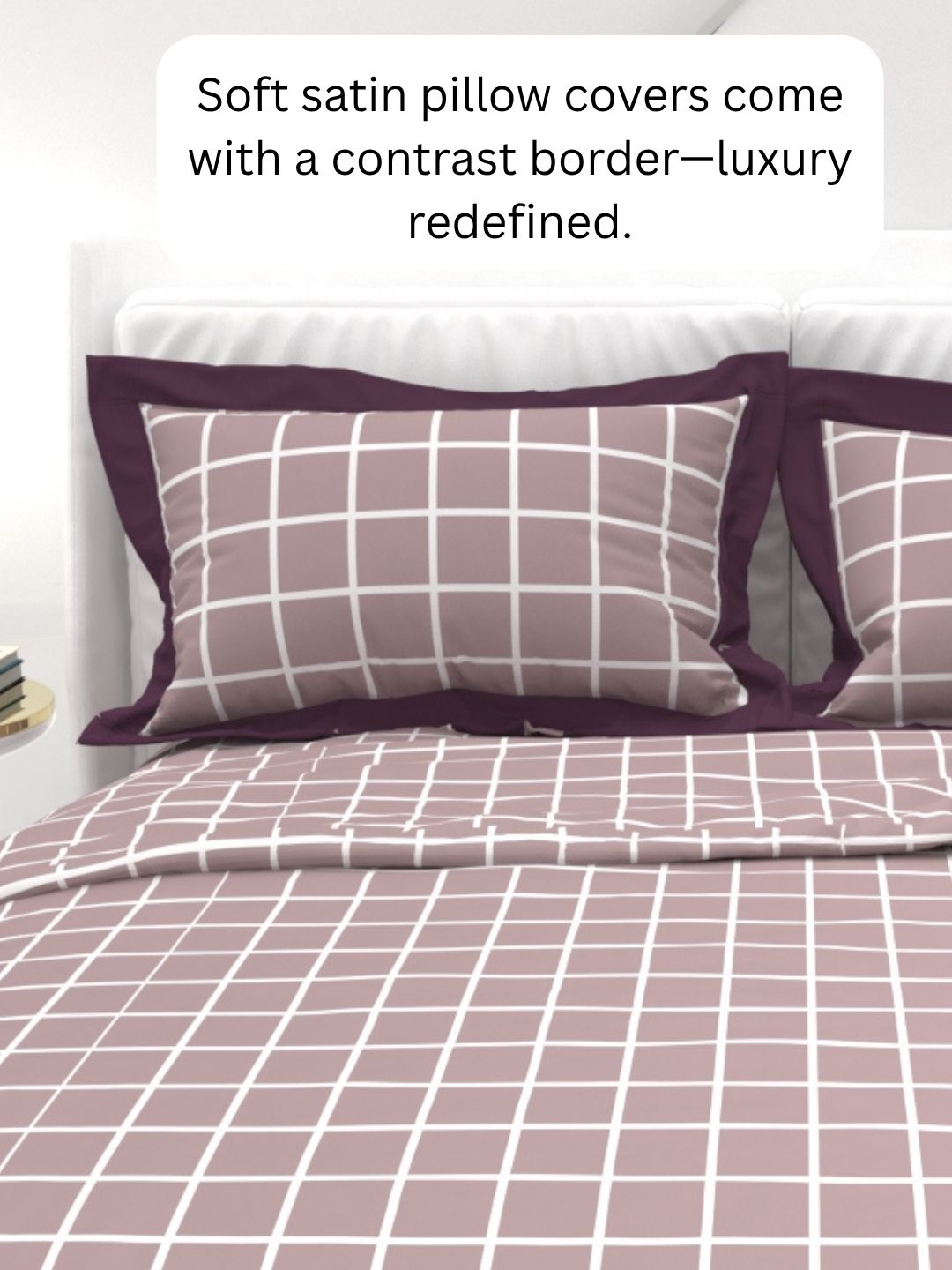 Carnation King Size Bedsheet Set with Contrast Border -Wine